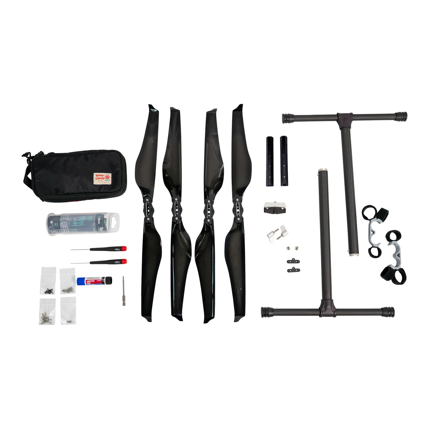 IF800 spare parts kit with propellers, landing gear, and tools